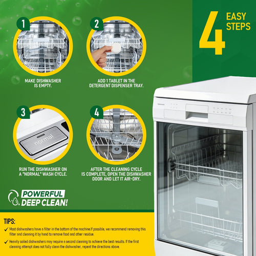 aphouse Dishwasher Cleaner And Deodorizer - 12 Tablets, Deep Cleaning Descaler for Dishwasher, Septic Safe, Removes Odor Causing Limescale