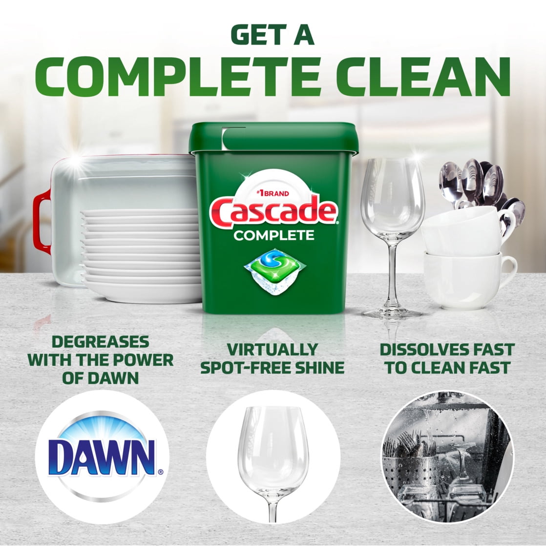 Cascade Complete Dishwasher Pods - Action Pacs Dishwasher Detergent Tabs, Fresh, 100 Count