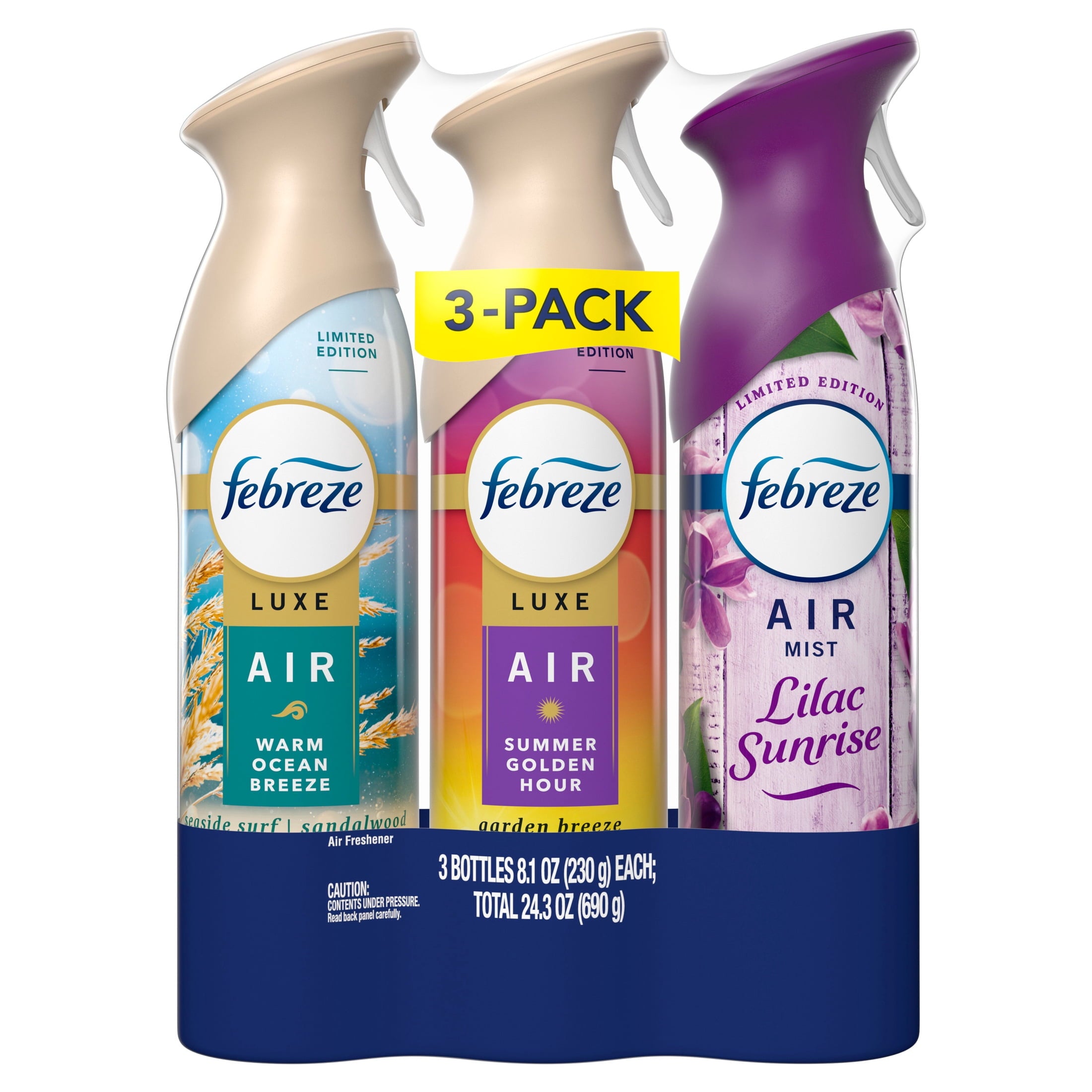 Febreze Air - Lilac, Warm Ocean Breeze, Summer Golden Hour, 8.1oz, 3 Count
