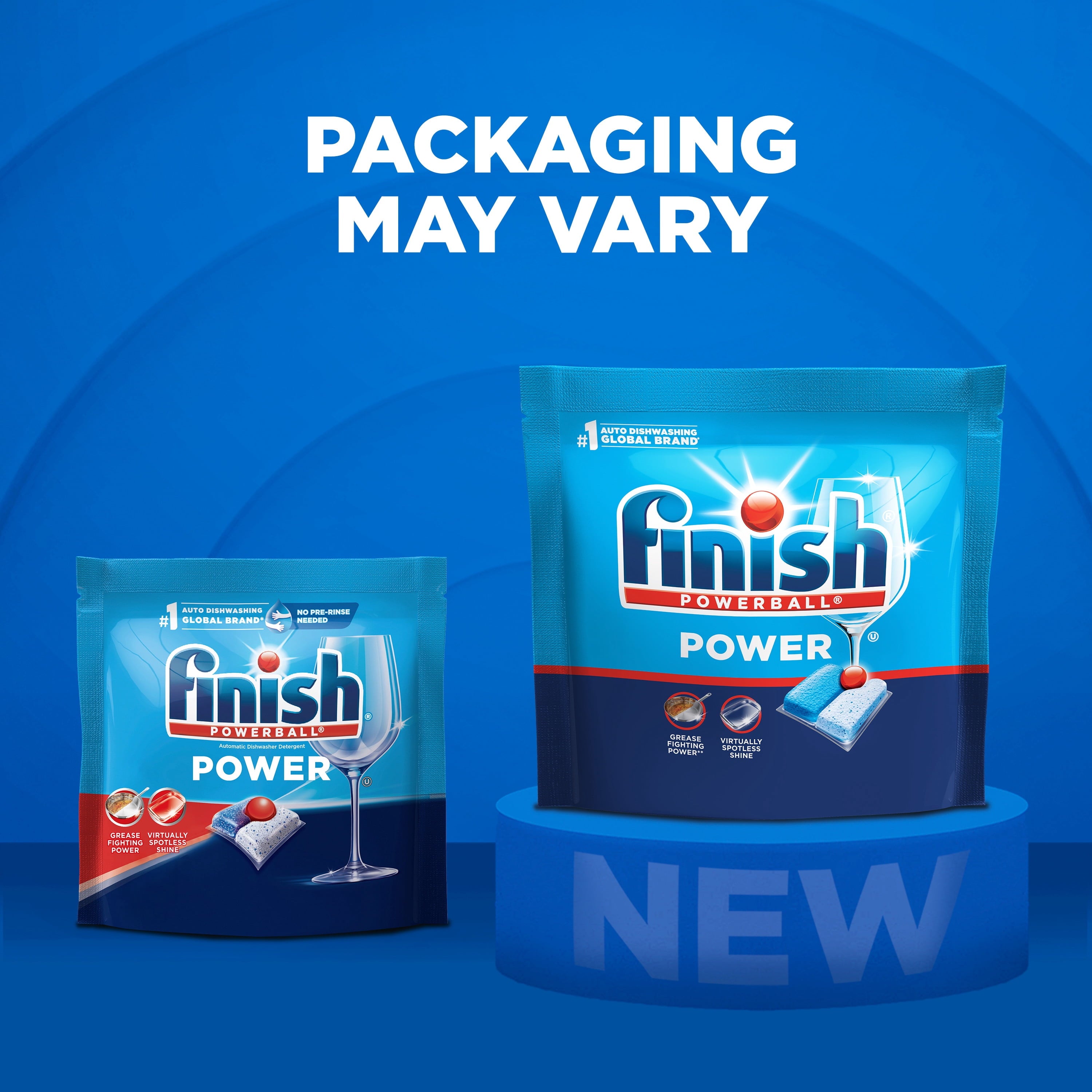 Finish Power Dishwasher Detergent Tabs - No Pre-Rinse Formula, 56 Count