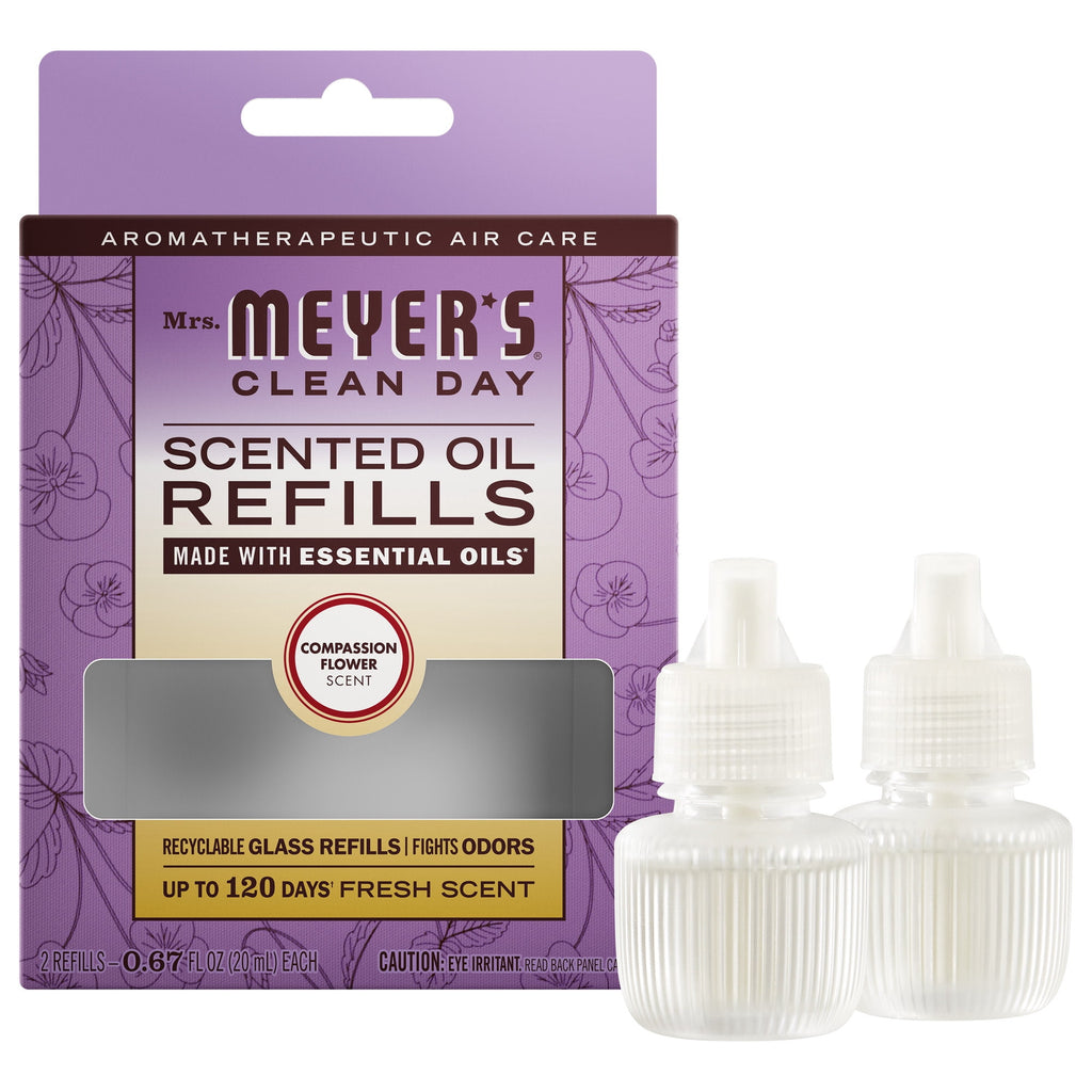 Mrs. Meyer's Clean Day Premium Scented Oil Plug-in Diffuser - Air Freshener Refills - Compassion Flower - 0.67 fl oz, 2 pack