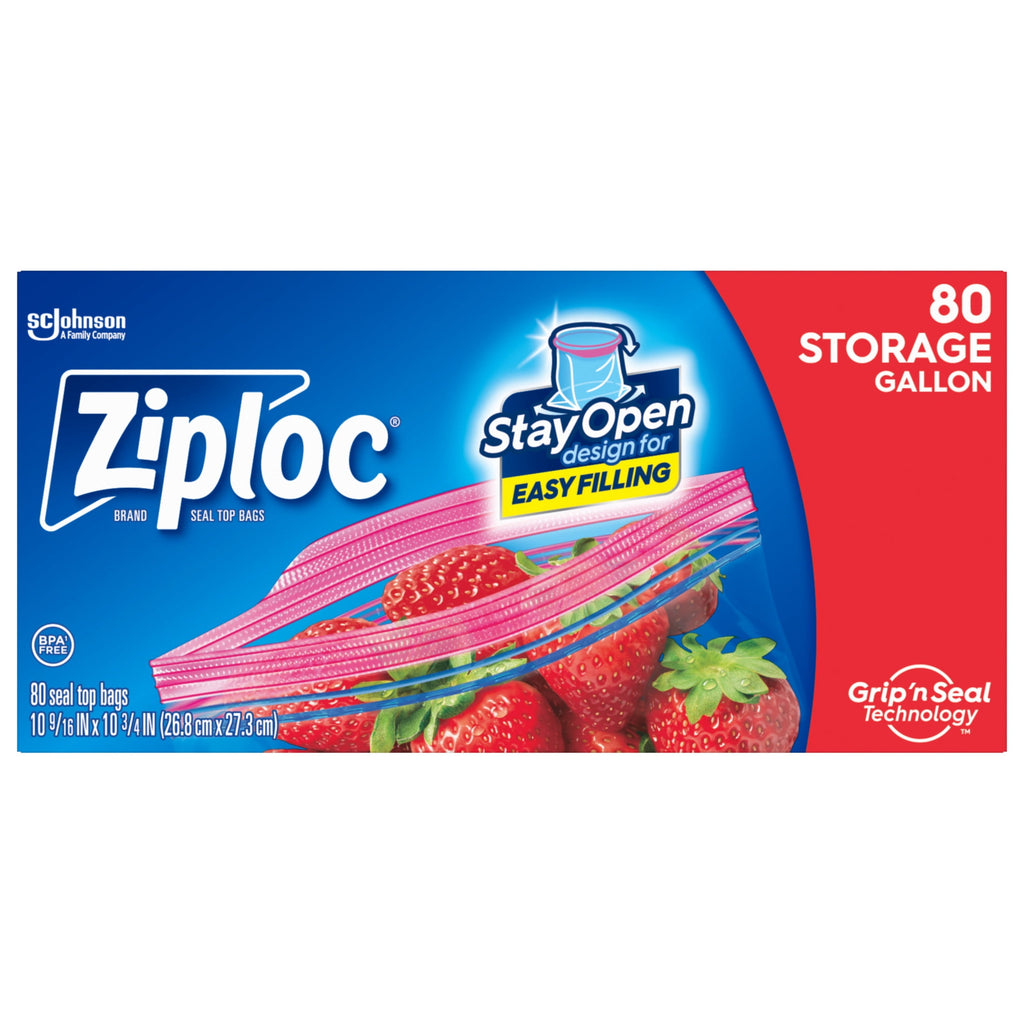 Ziploc Brand Storage Gallon Bags - School Supplies, Large Storage Bags for Food, 80 Count