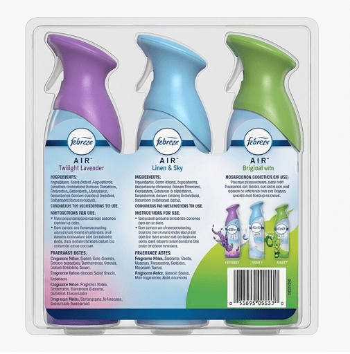 Febreze Air Mist - Air Freshener, Odor Fighting Room Spray, Deodorizer for Home Bathroom Kitchen Office Apartment, Linen & Sky, Lavender, Original Gain Variety Pack, 8.1oz (Pack of 3)