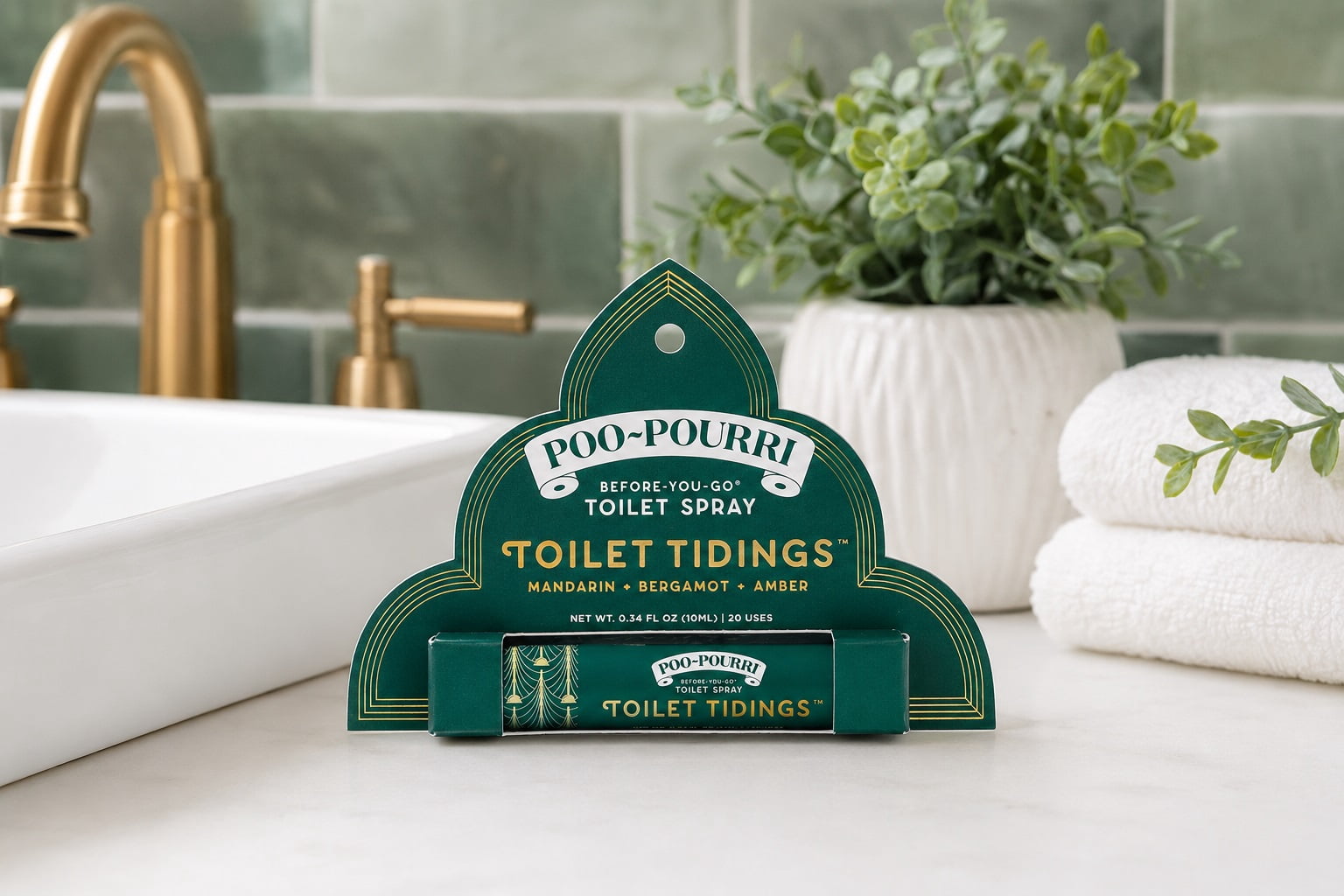 Poo-Pourri Before-You-Go Toilet Spray - Toilet Tidings Scent, Bathroom Odor Preventing Spray with Natural Essential Oils, 10 ml, Up to 20 Uses