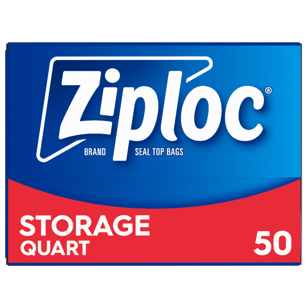Ziploc Brand Food Storage Bags - School Supplies, with Grip 'n Seal Technology, Zipper, Quart, 50 Count