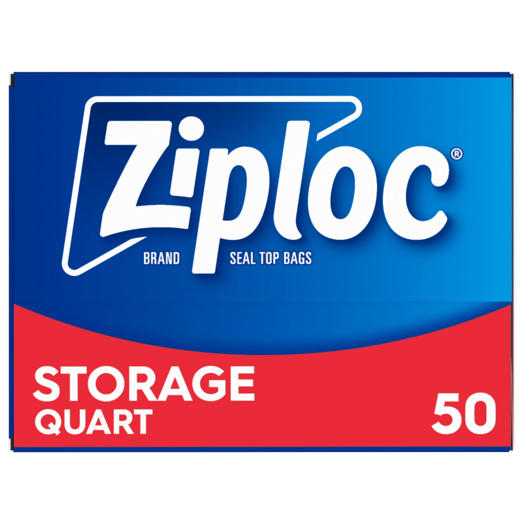 Ziploc Brand Food Storage Bags - School Supplies, with Grip 'n Seal Technology, Zipper, Quart, 50 Count