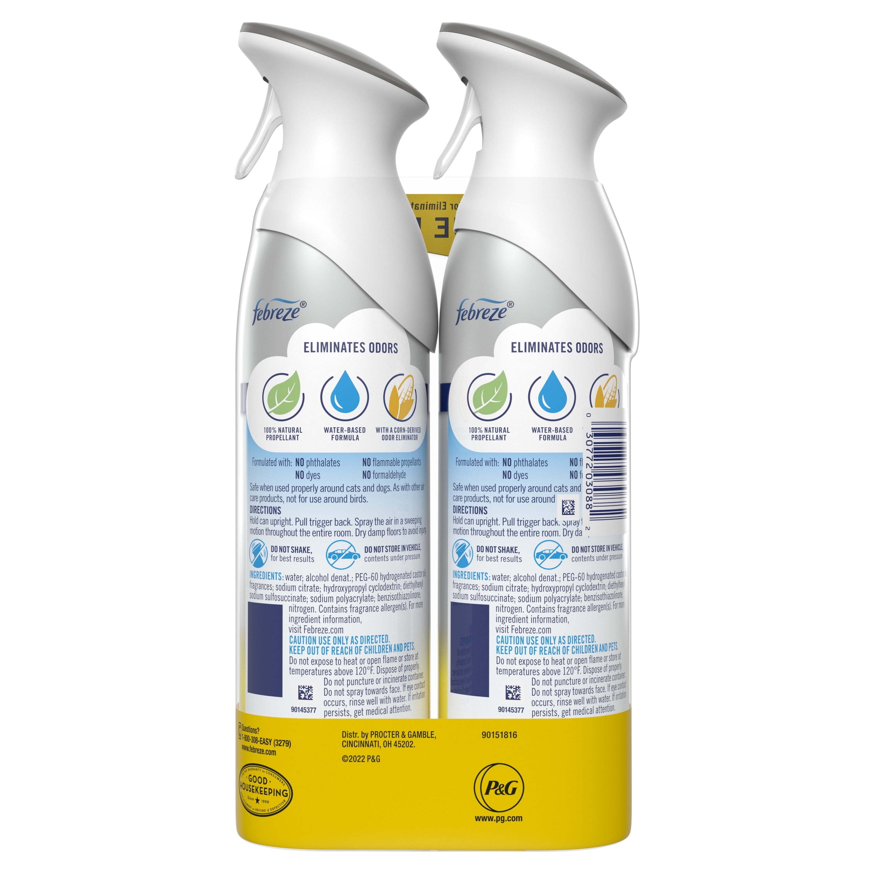 Febreze Air Freshener Spray - Odor-Fighting Room Spray, Lemon, Kitchen Odor Fighter, 8.8oz, 2 Count