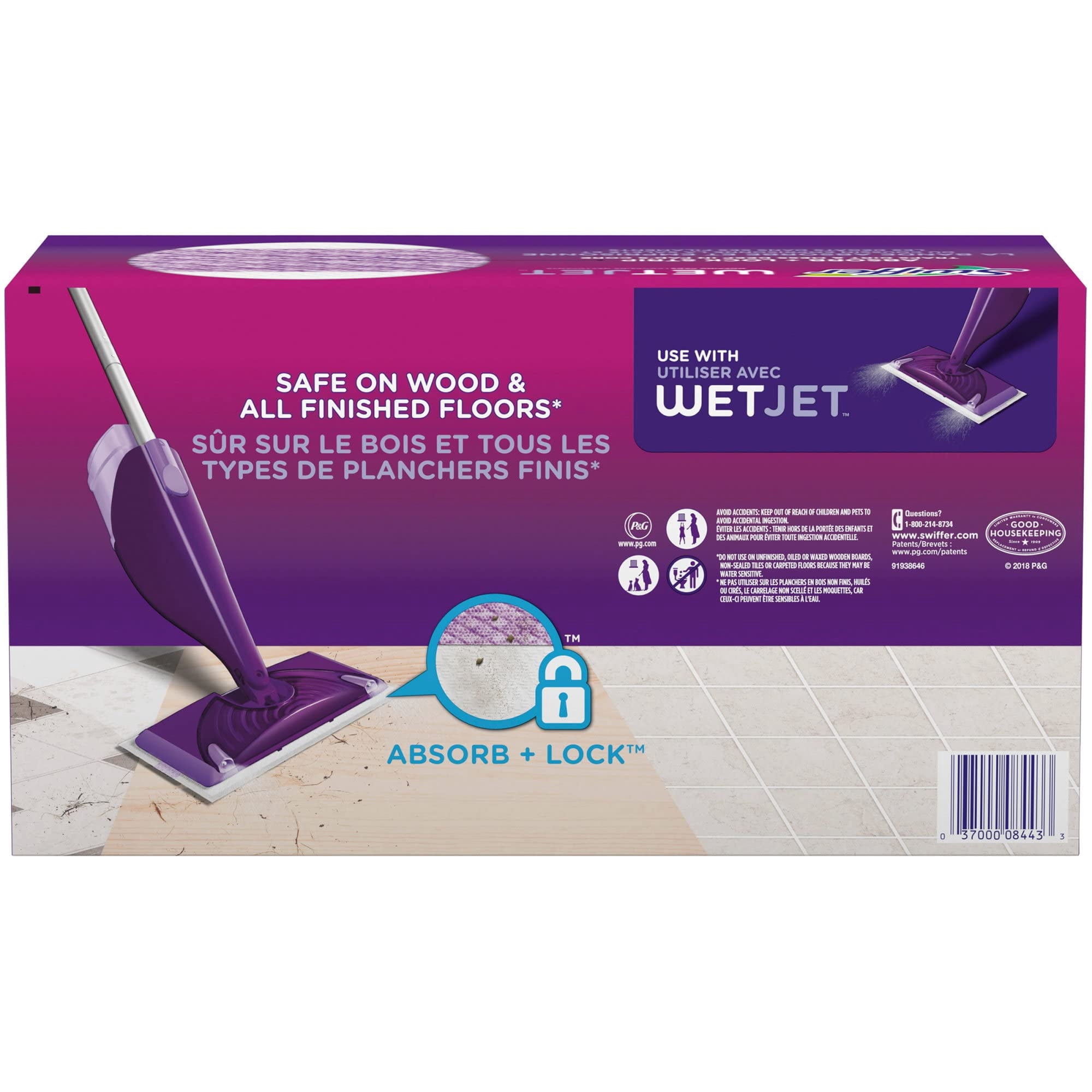Swiffer 08443 WetJet 11.3 in. x 5.4 in. System Cloth Refills - White (24-Piece/Box - 4 Boxes/Carton)