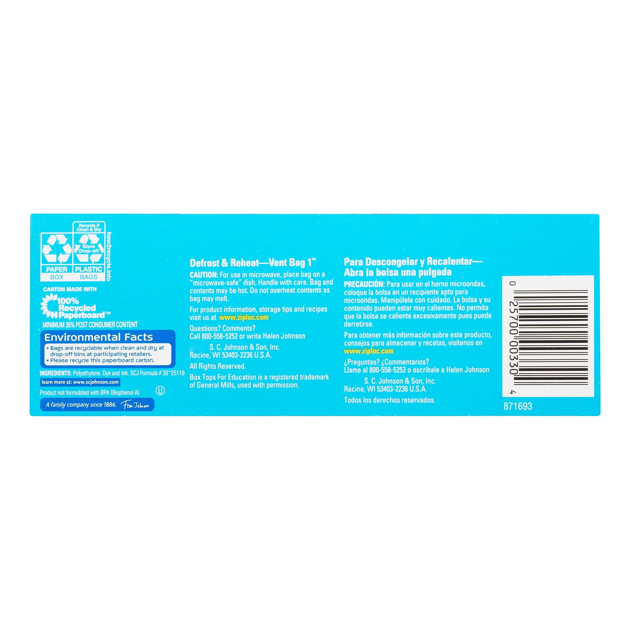Ziploc Storage Quart Bags with Grip 'n Seal Technology - 24 Count