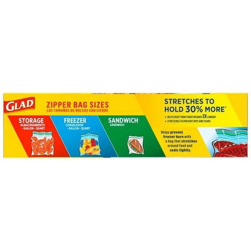 Glad Flex'nseal Zipper Freezer Storage Gallon Bags (Pack of 8)