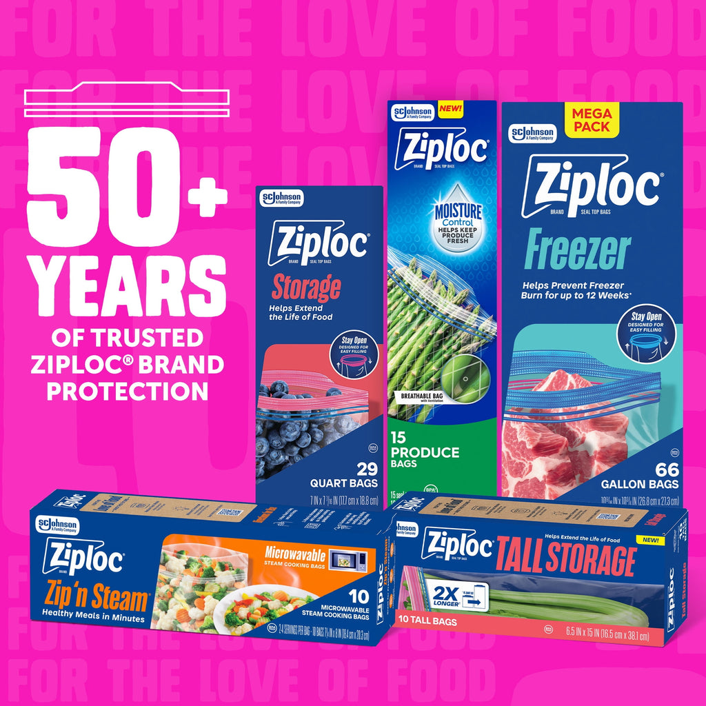 Ziploc® Brand Tall Storage Bags - Seal Top Closure, 10 Count