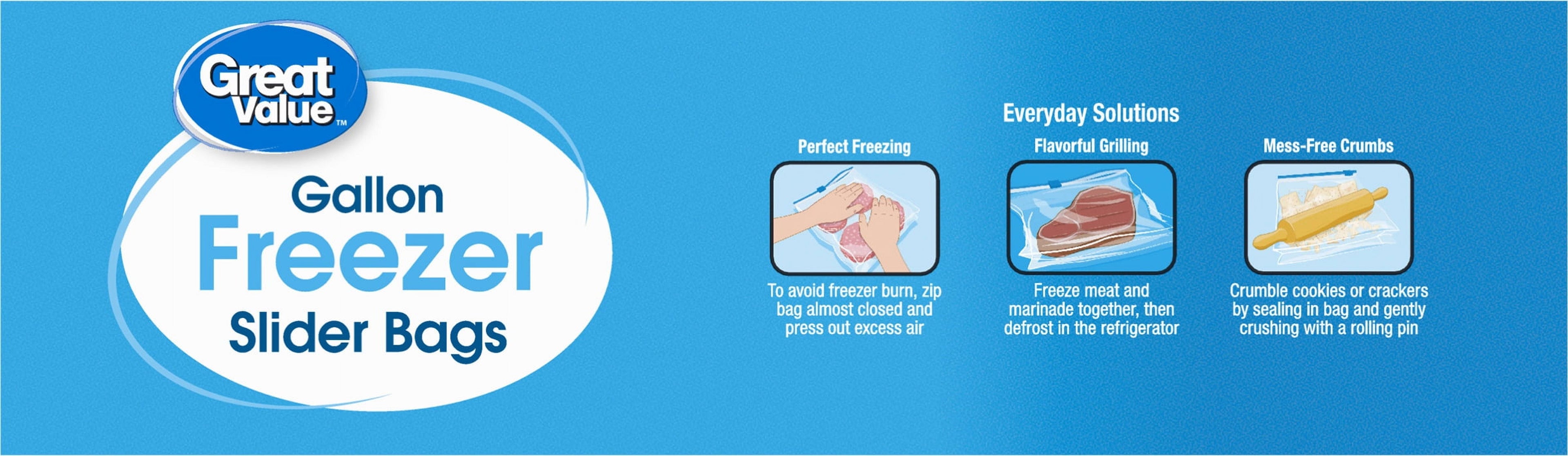 Great Value Gallon Freezer Slider Zipper Bags - 60 Count