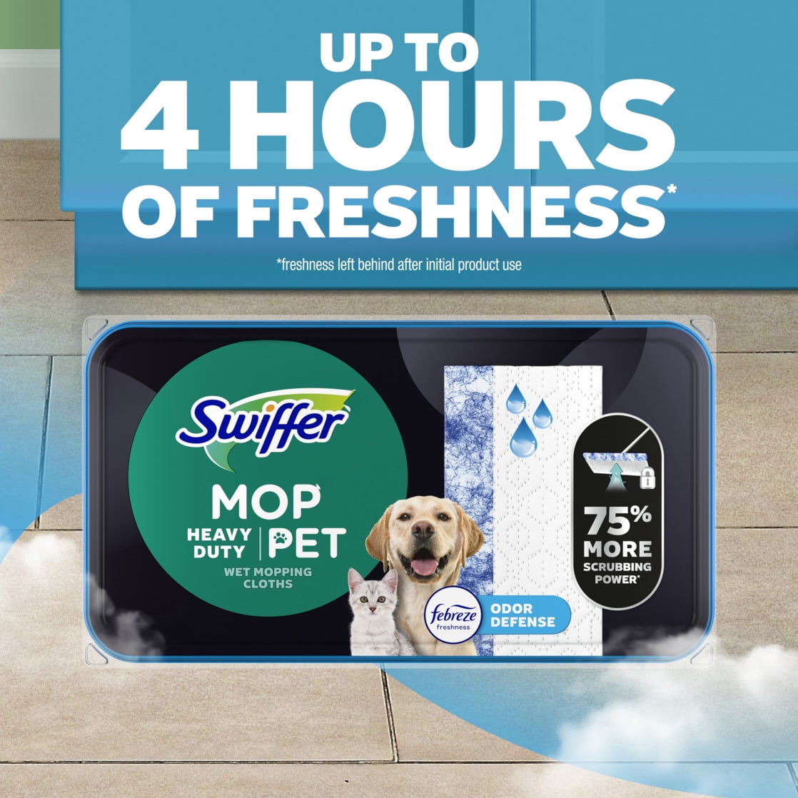 Swiffer Mop & Go Heavy Duty Pet Wet Refills - Odor Defense, 20 Count - 6-Pack