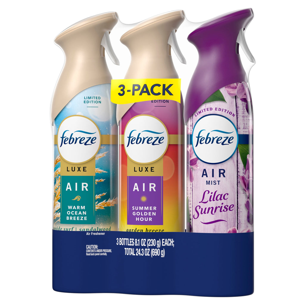 Febreze Air - Lilac, Warm Ocean Breeze, Summer Golden Hour, 8.1oz, 3 Count