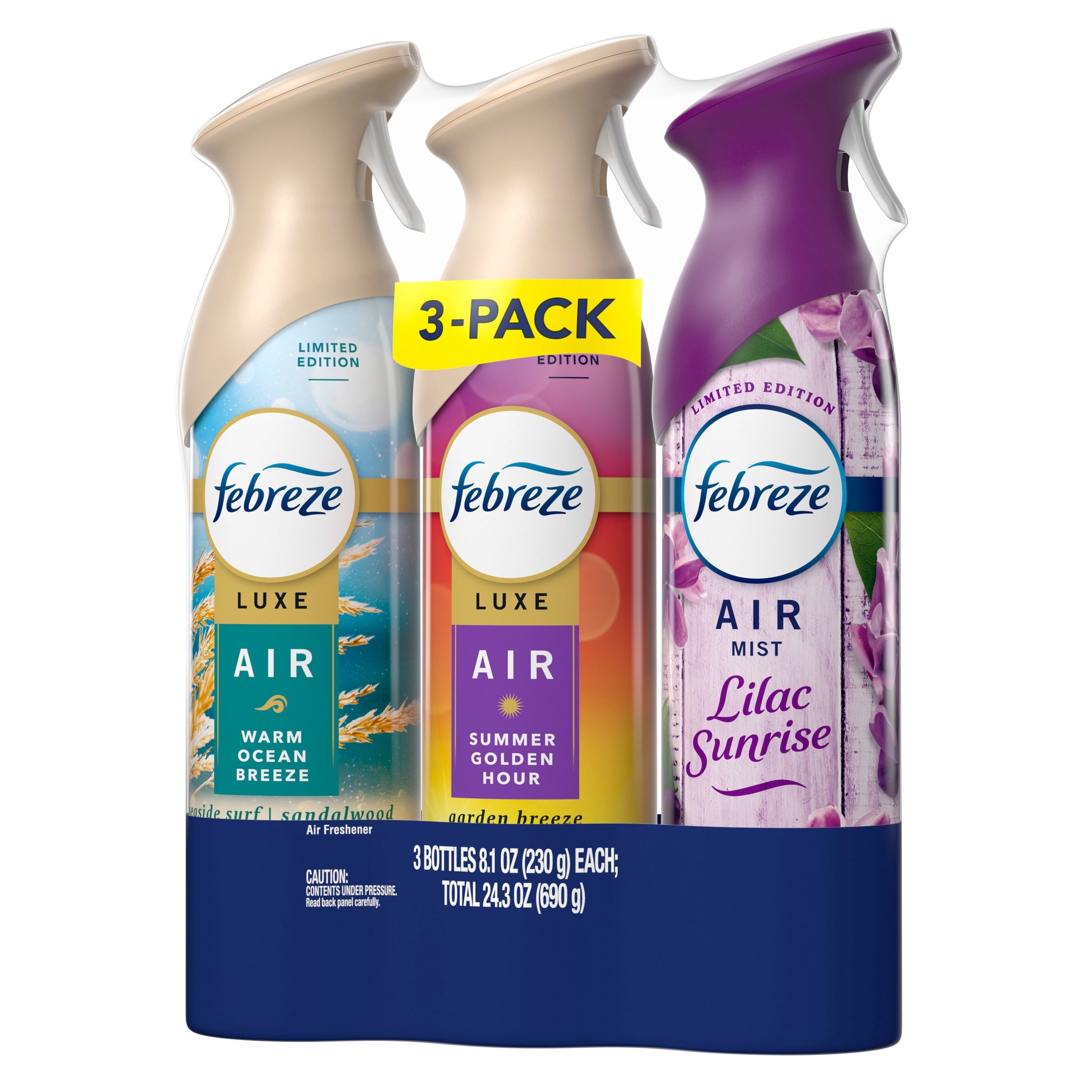Febreze Air - Lilac, Warm Ocean Breeze, Summer Golden Hour, 8.1oz, 3 Count