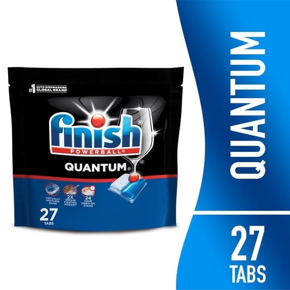 2 Pack Finish Quantum Dishwasher Pods - No Pre-Rinse Dishwasher Detergent Tabs Soap, Advanced Clean, 27 Count