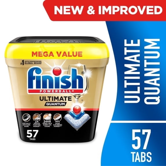 2 Pack - Finish Ultimate Quantum Dishwasher Pods - Dishwasher Detergent Dish Soap, 50% More Cleaning Power, 57 Tabs