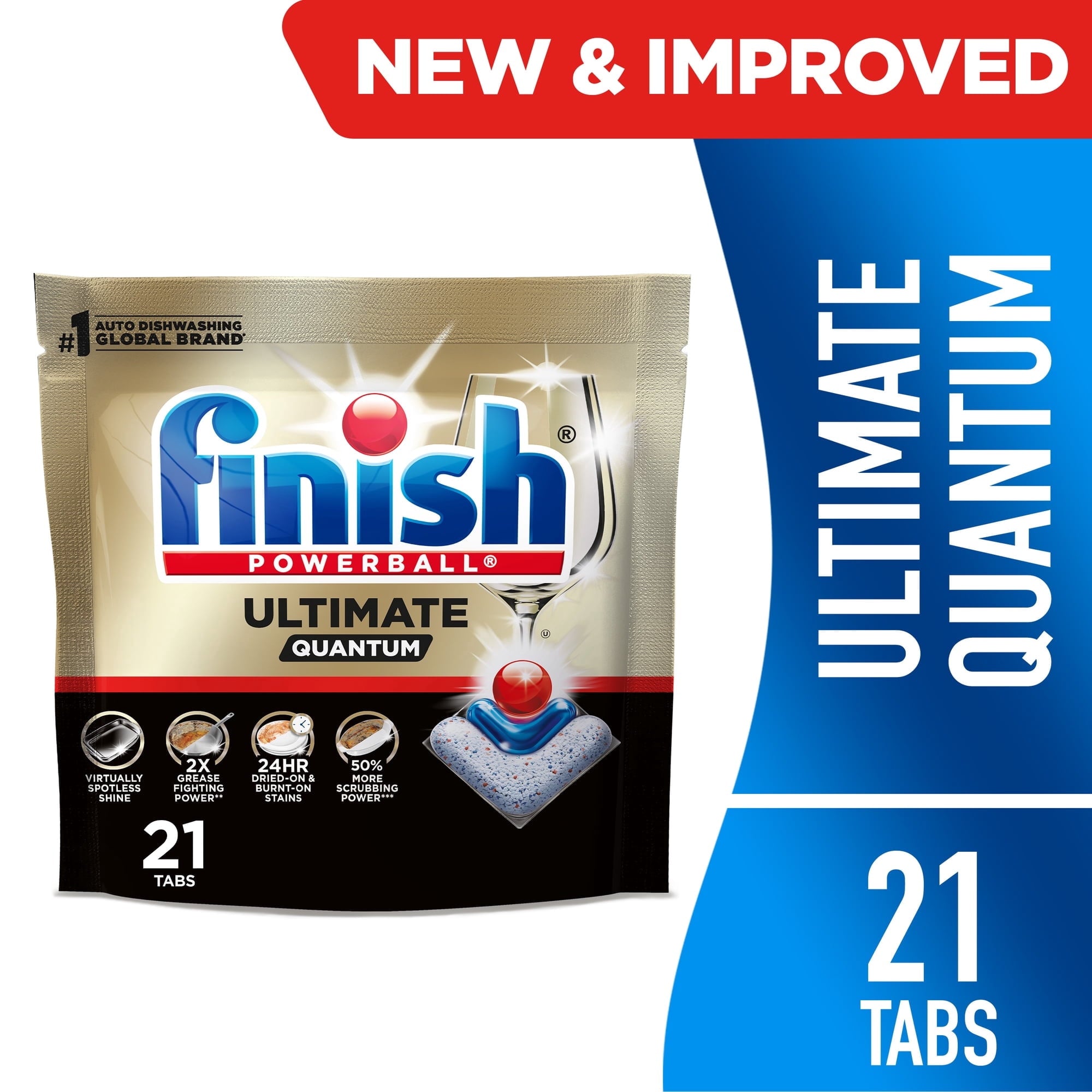Finish Ultimate Quantum Dishwasher Pods - 50% More Cleaning Power, 21 Tabs - 2-Pack