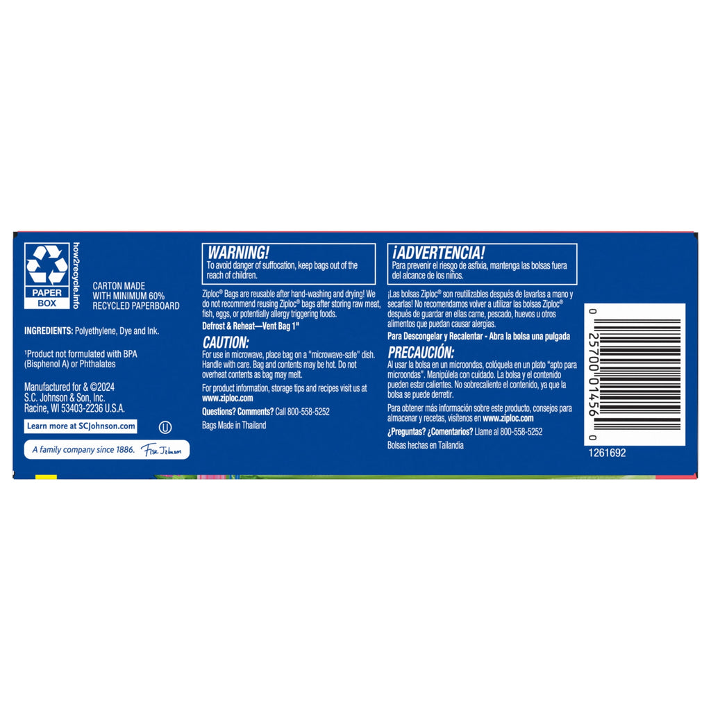 Ziploc® Brand Tall Storage Bags - Seal Top Closure, 10 Count