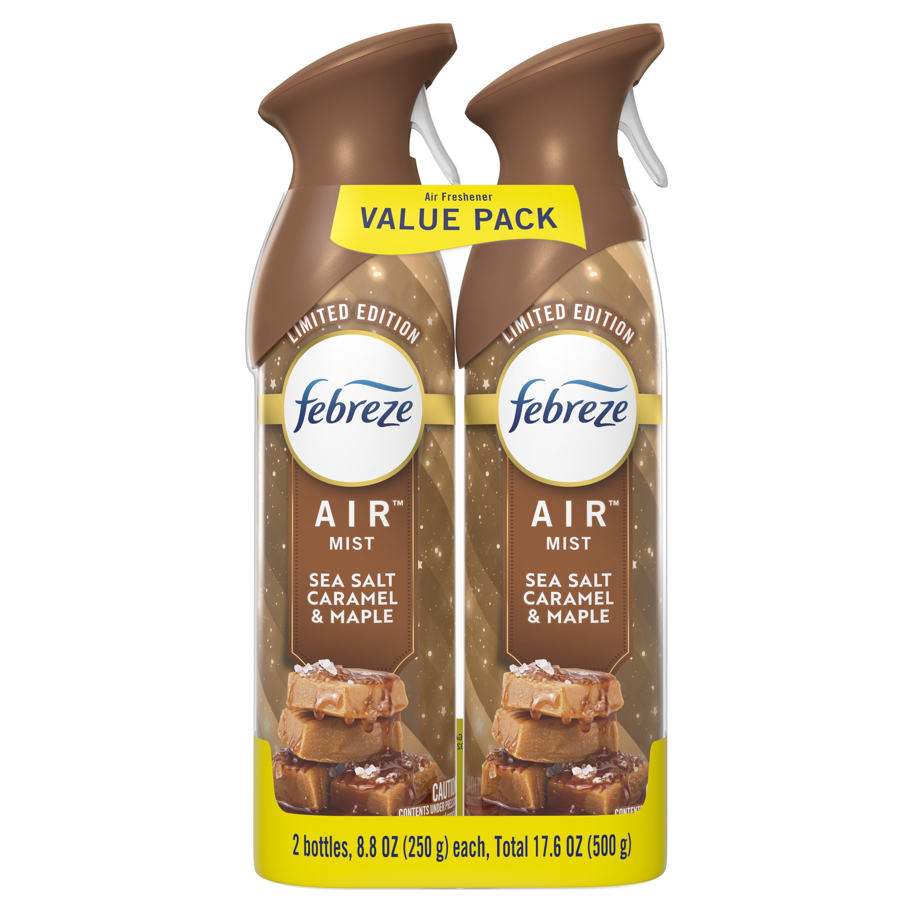 Febreze Air Mist - Odor-Fighting Air Freshener, Sea Salt Caramel & Maple, 8.8oz Aerosol, Pack of 2