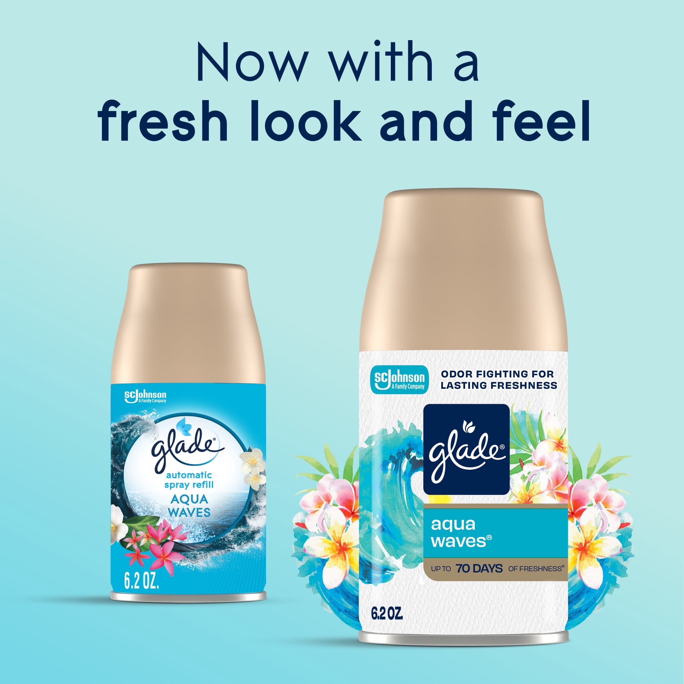 Glade Automatic Spray Refills - Air Freshener, Mothers Day Gifts, Infused with Essential Oils, Aqua Waves, 6.2 oz, 2 Count
