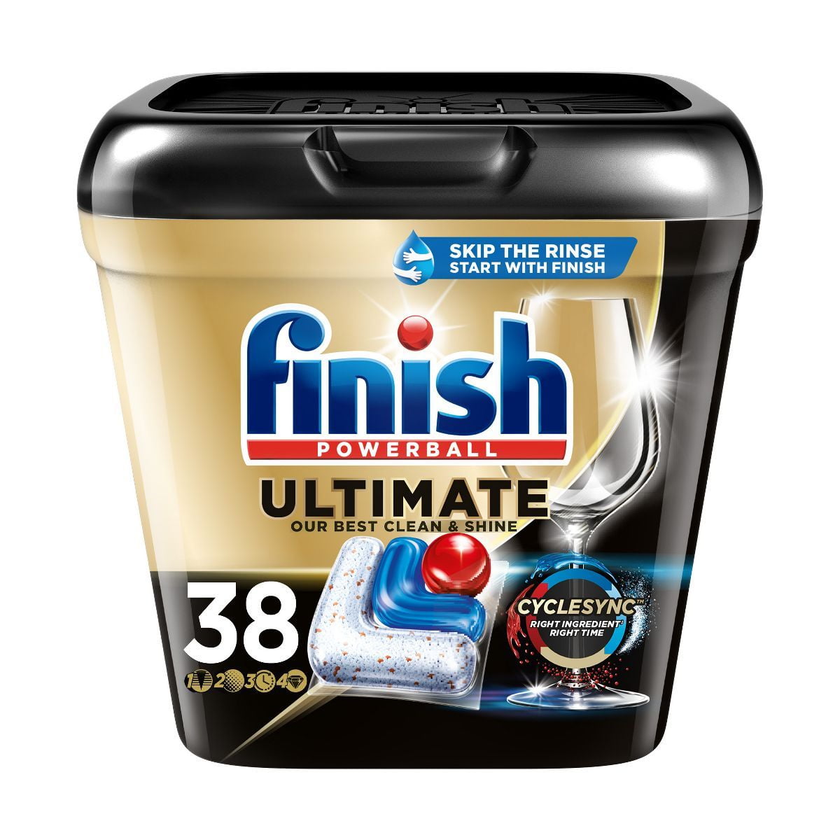 2X - Finish Ultimate Dishwasher Detergent Tabs with CycleSync Technology - 38 Count