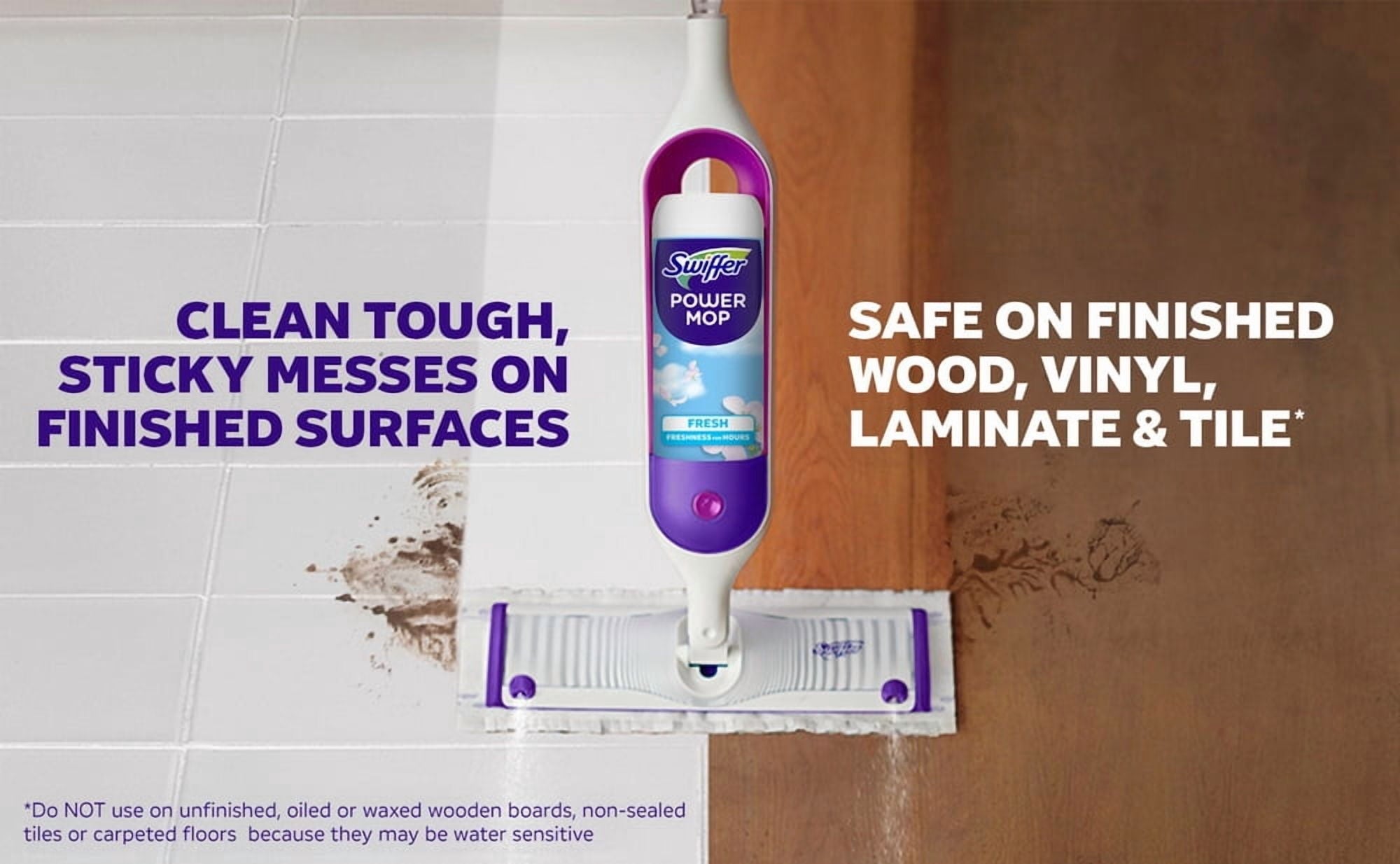 Swiffer Power Mop Floor Cleaner Bundle Includes 1 Spray Mop Device - 2 Lavender Scent Mopping Solutions 25.3 Fl Oz, 1 Fresh Scent Mopping Solution 25.3 Fl Oz & 7 Mop Pad Refills