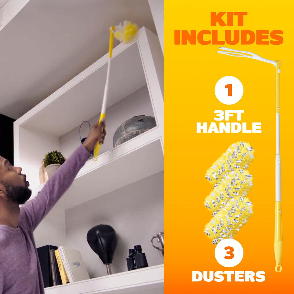 Swiffer Heavy Duty 3 ft Extendable Duster Kit with Refills - Unscented, 1 Handle + 3 Refills
