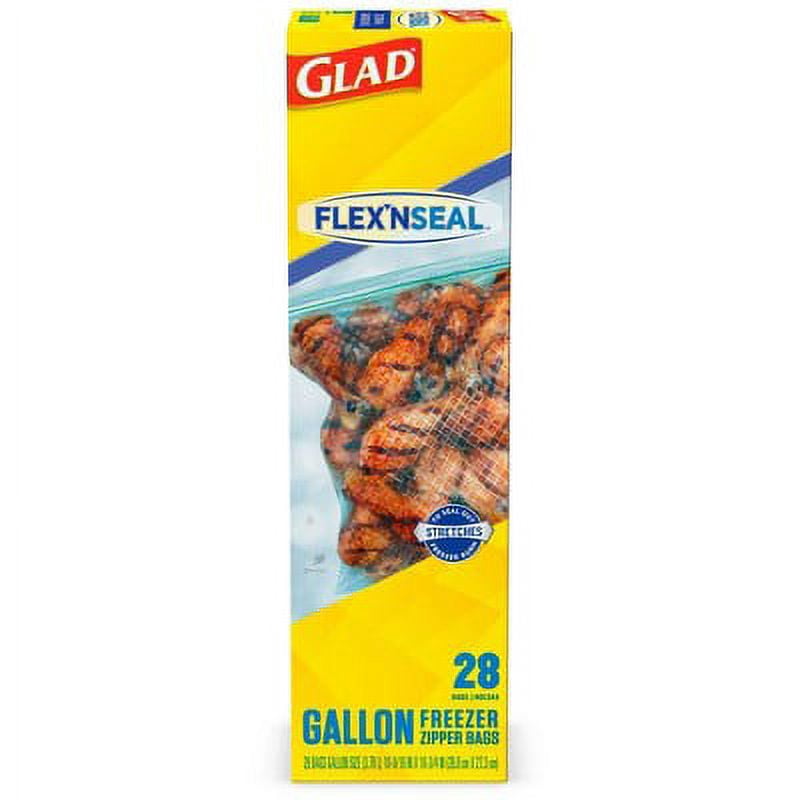 Glad Flex'nseal Zipper Freezer Storage Gallon Bags (Pack of 8)