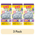 Glad ForceFlex Tall Kitchen Drawstring Trash Bags - 13 Gal, Gain Lavender, 40 Count - 3-Pack
