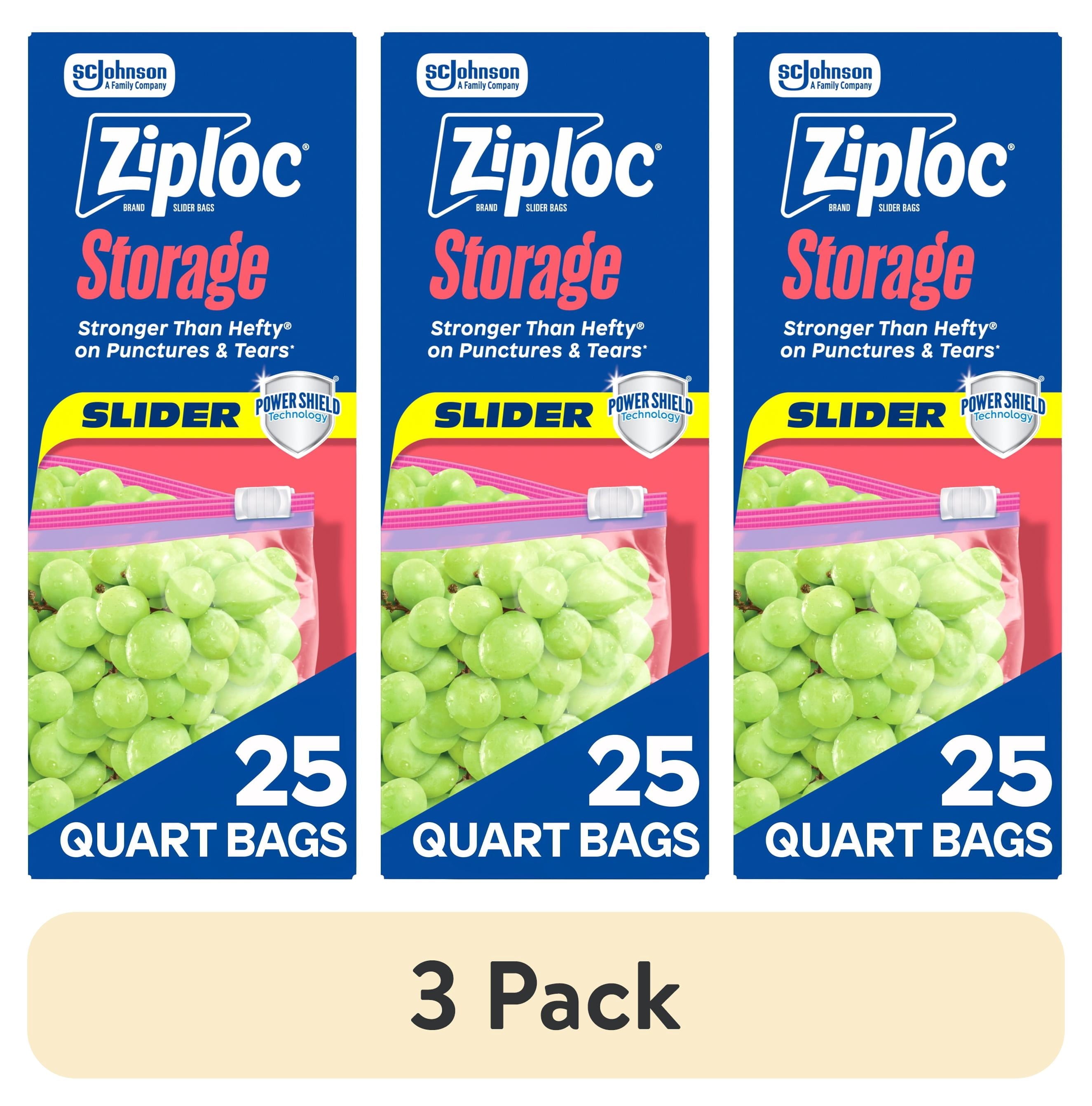 Ziploc® Brand Slider Quart Food Storage Bags with Power Shield Technology - 25 Count - 3-Pack