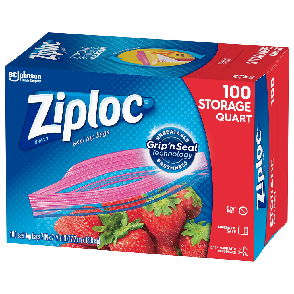 Ziploc Grip N Seal Storage Quart Bags - 100 count