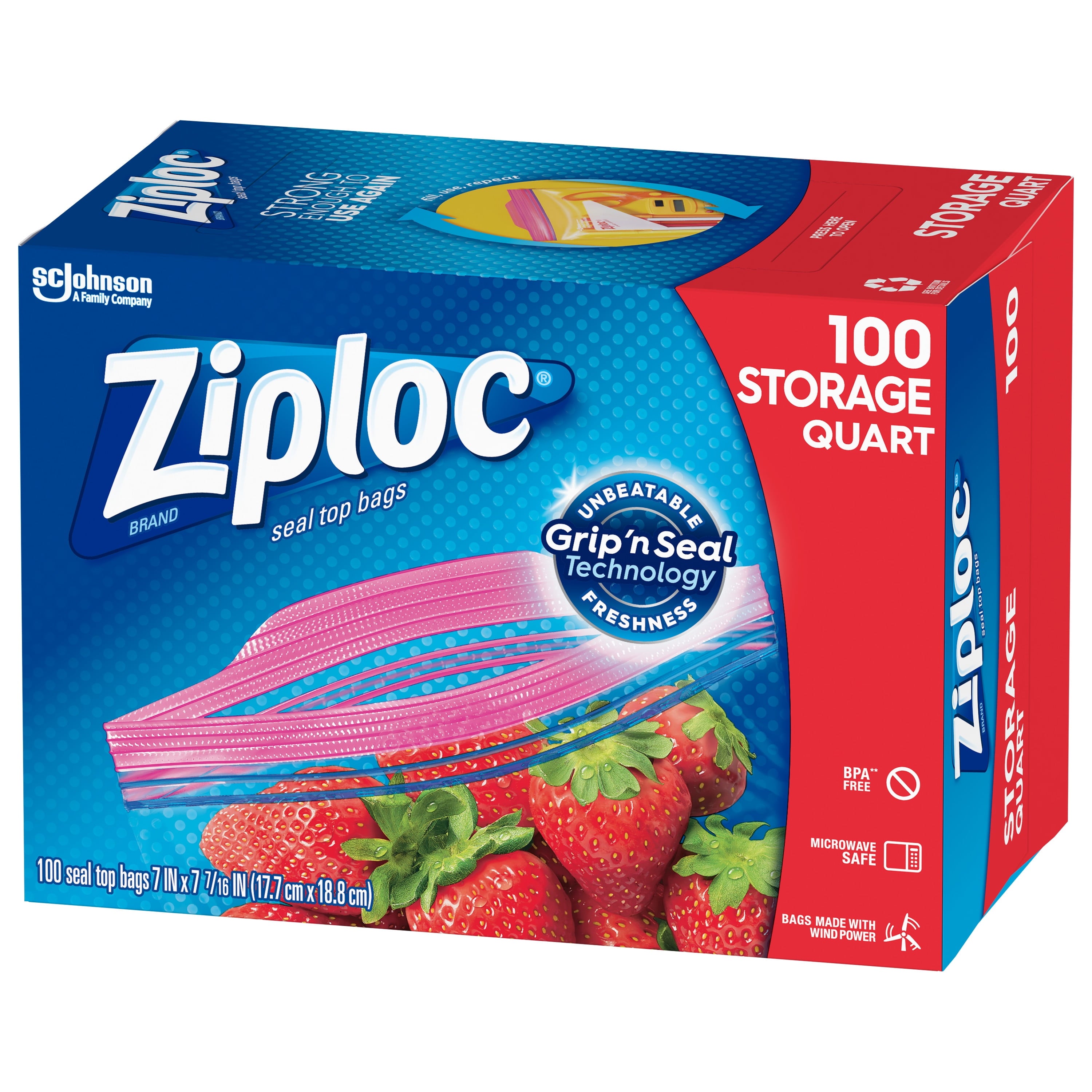 Ziploc Grip N Seal Storage Quart Bags - 100 count