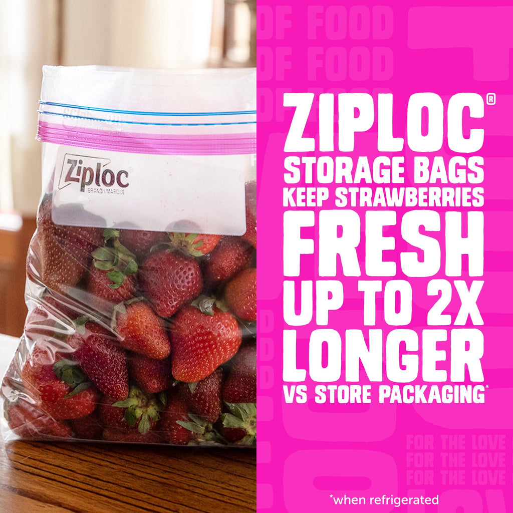 Ziploc Brand Food Storage Bags - School Supplies, with Grip 'n Seal Technology, Zipper, Quart, 25 Count