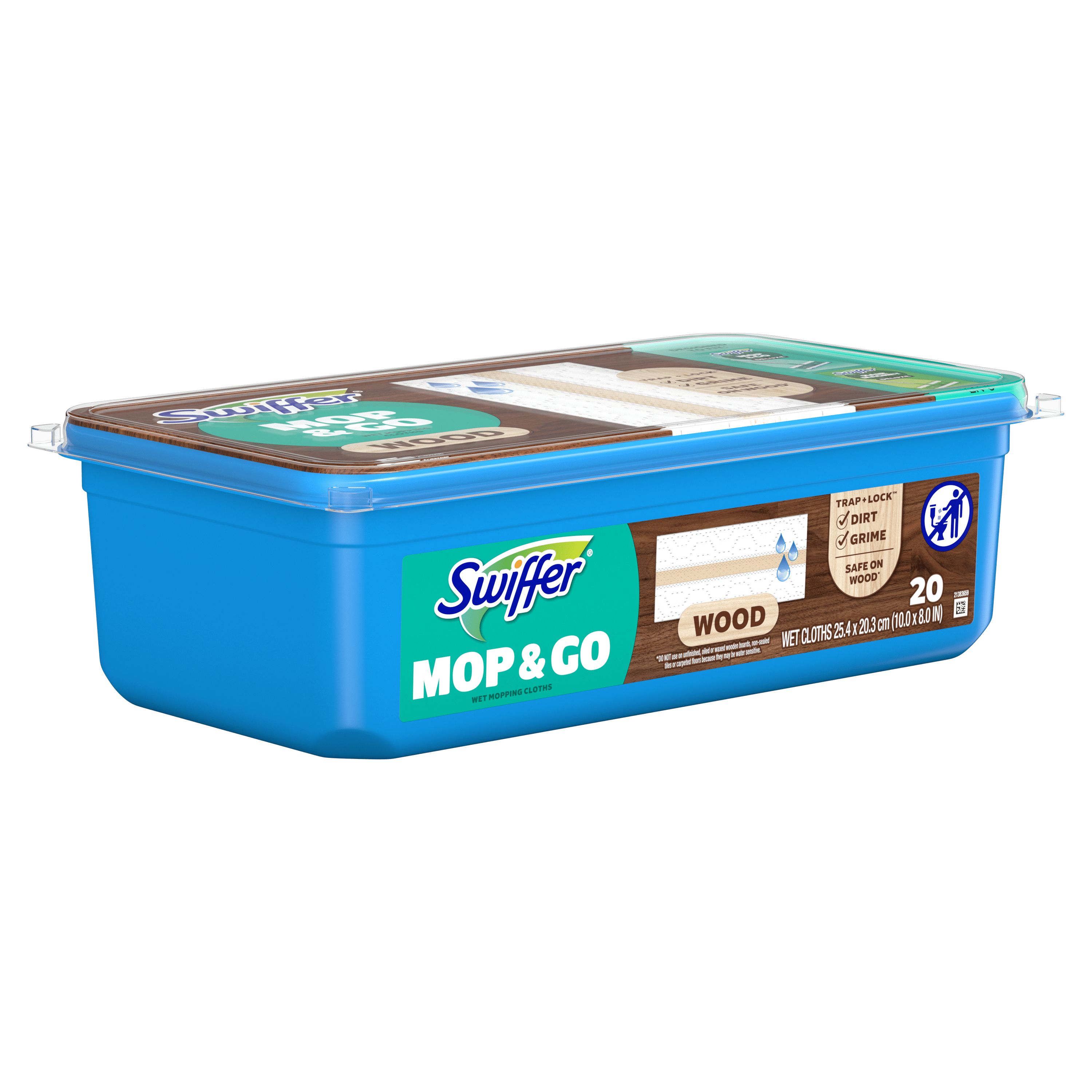Swiffer Heavy Duty Mop & Go Wood - Wet Cloth Refills for Wood Floors, 20 count