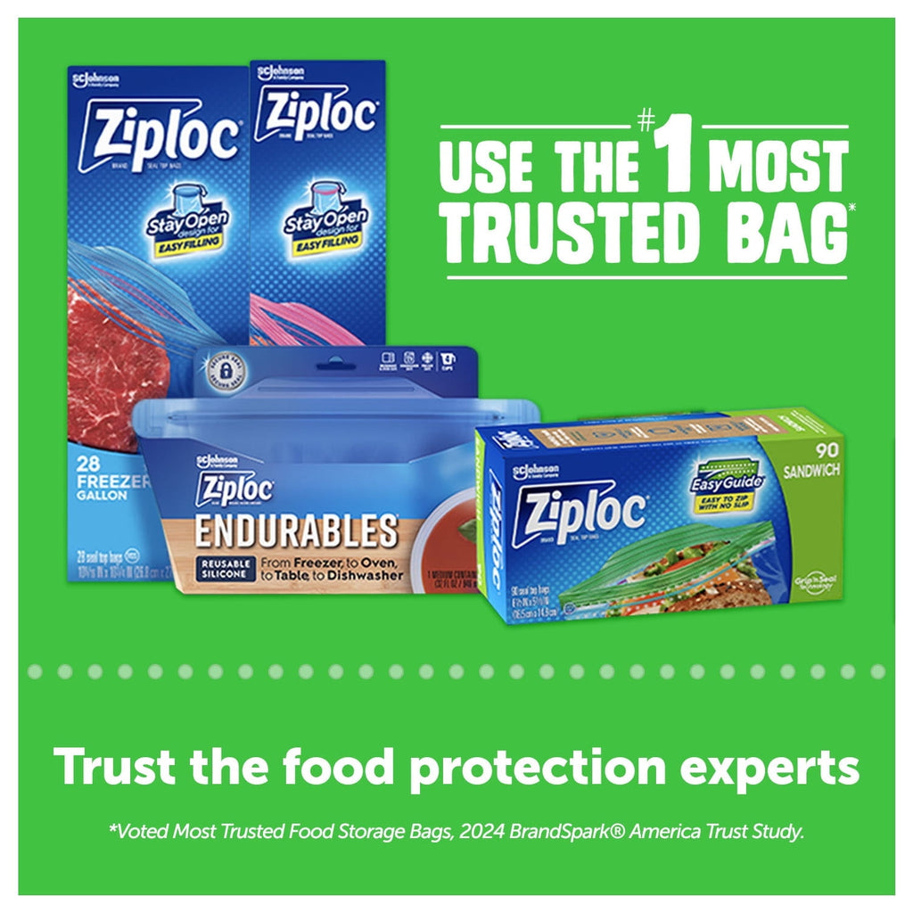 Ziploc® Snack Bags with EasyGuide™ Texture - Small Plastic Bags with Grip 'N Seal Technology, 90 Count
