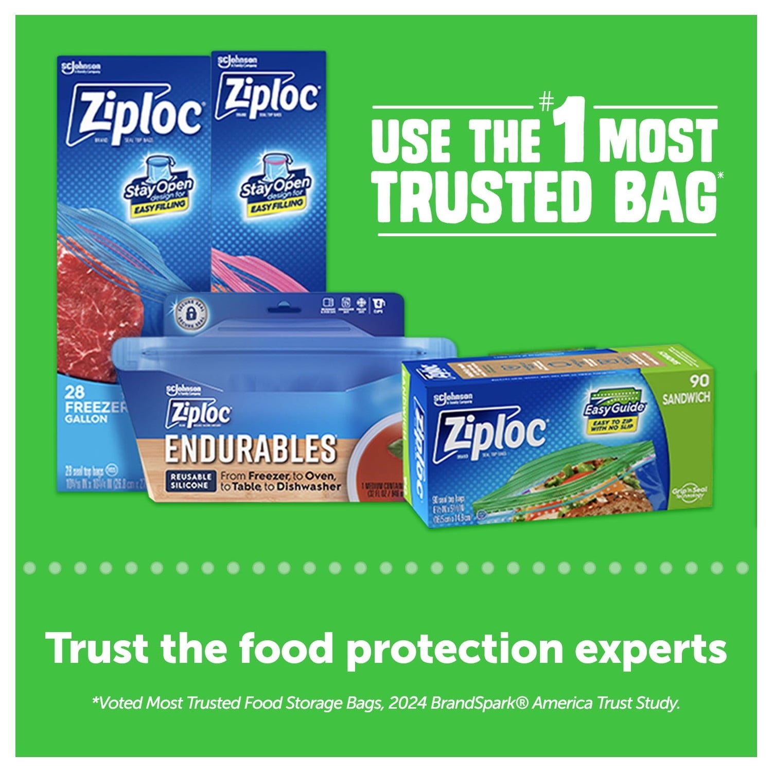 Ziploc® Snack Bags with EasyGuide™ Texture - Small Plastic Bags with Grip 'N Seal Technology, 90 Count