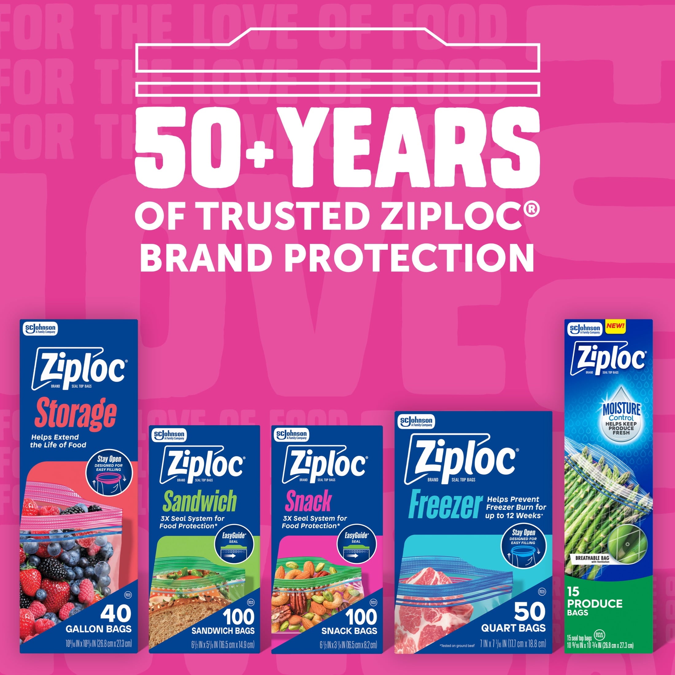 Ziploc Brand Food Storage Bags - School Supplies, with Grip 'n Seal Technology, Zipper, Gallon, 20 Count
