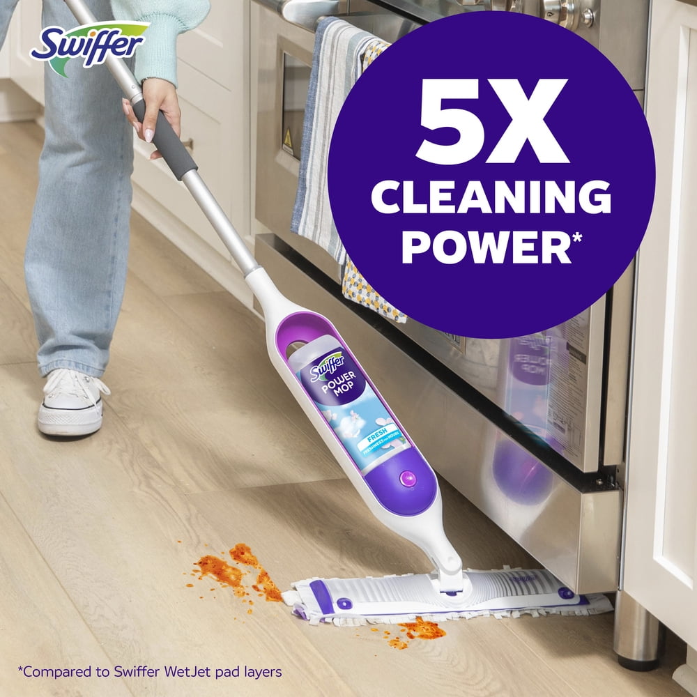 Swiffer Power Mop Floor Cleaner Bundle Includes 1 Spray Mop Device - 2 Lavender Scent Mopping Solutions 25.3 Fl Oz, 1 Fresh Scent Mopping Solution 25.3 Fl Oz & 7 Mop Pad Refills