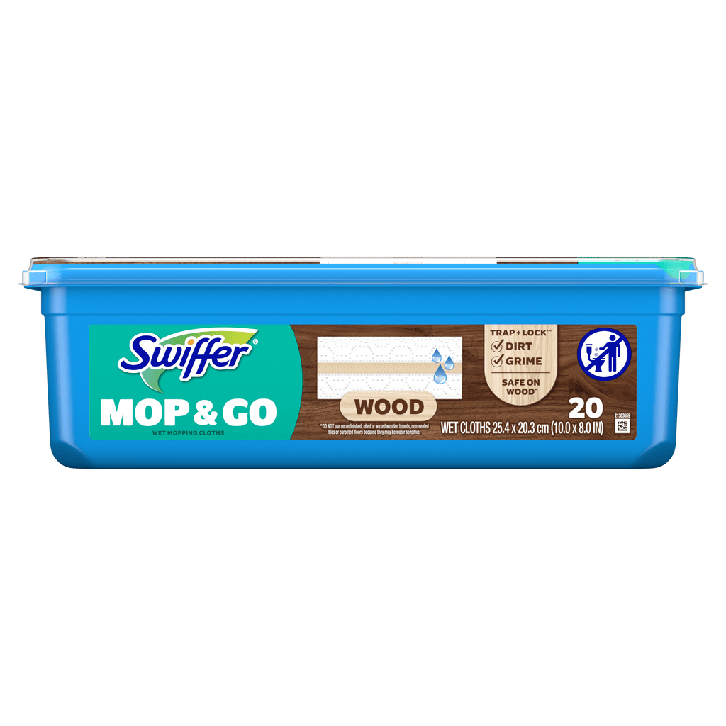 Swiffer Heavy Duty Mop & Go Wood - Wet Cloth Refills for Wood Floors, 20 count