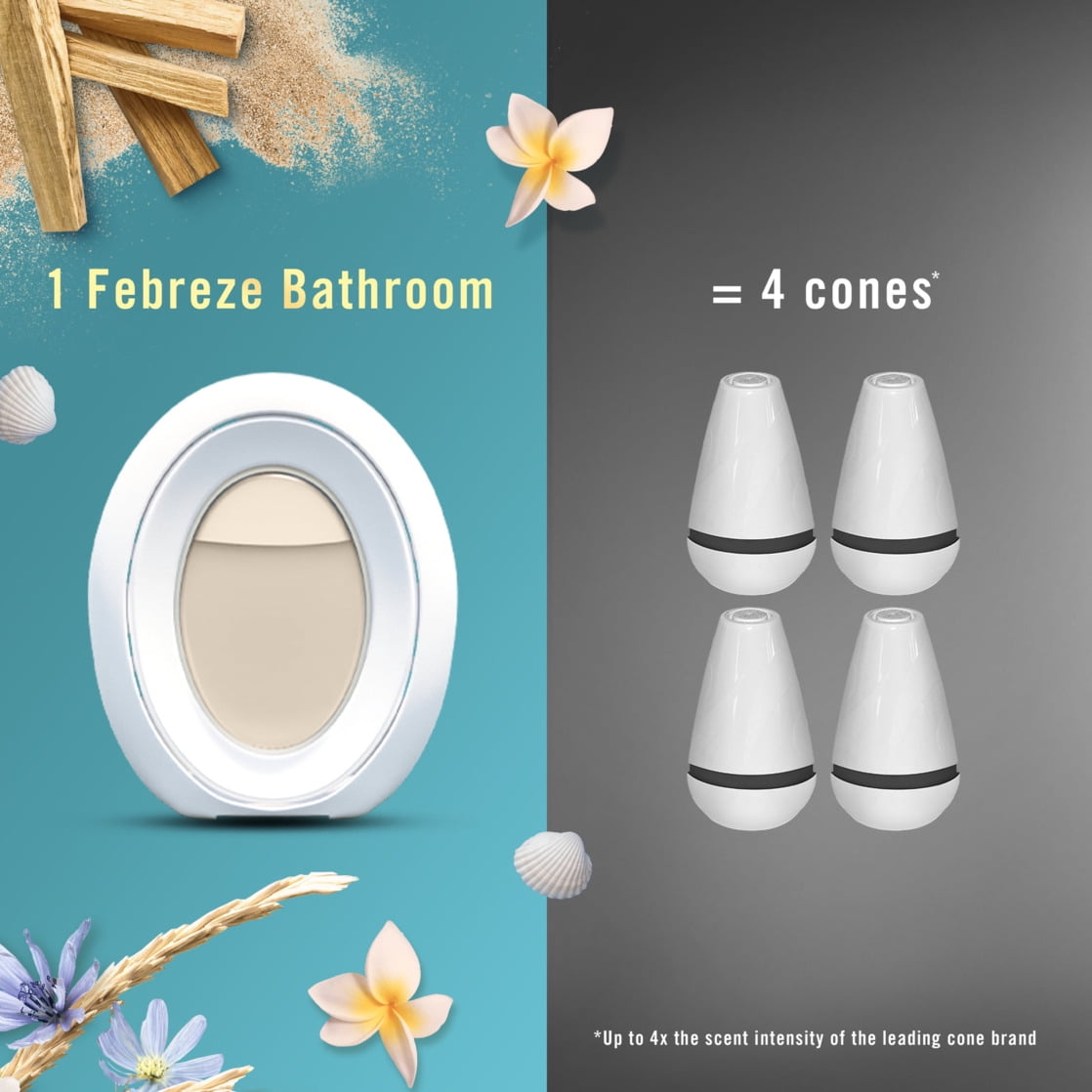 Febreze Bathroom Air Freshener - Small Spaces Odor-Fighting, Warm Ocean Breeze Scent, 1 Count