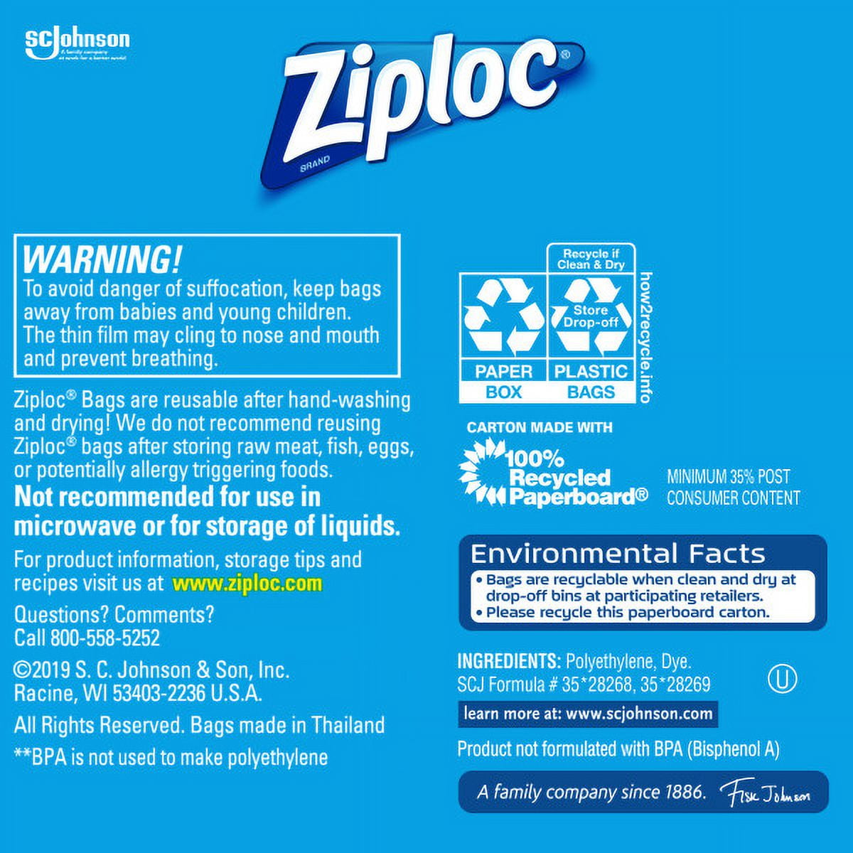 Ziploc® Storage Bags Gallon - 38 Count, Pack of 2