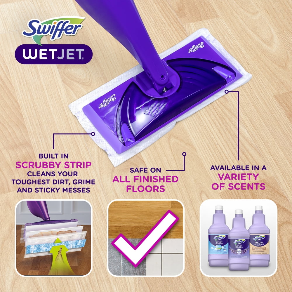 Swiffer Wet Jet Mopping Floor Cleaner Bundle Includes 1 Spray Mop Device - 20 Mop Pad Refills & 1 Fresh Scent Mopping Solution