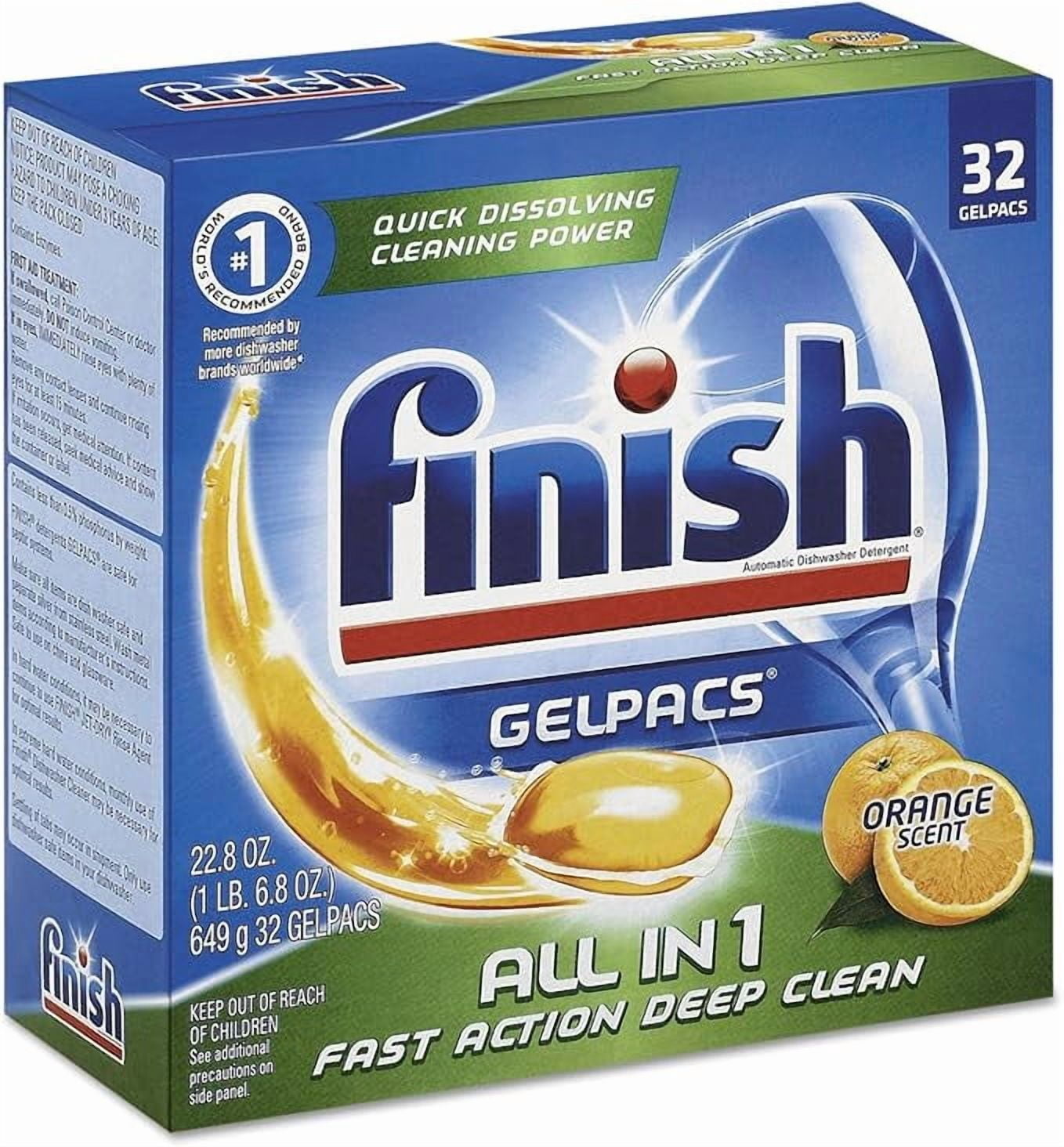 Finish All in 1 Gelpacs - Dishwasher Detergent Tablets, Orange, 32 Count