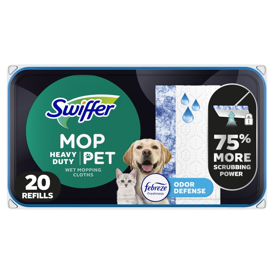 Swiffer Mop & Go Heavy Duty Pet Wet Refills - Odor Defense, 20 Count - 6-Pack