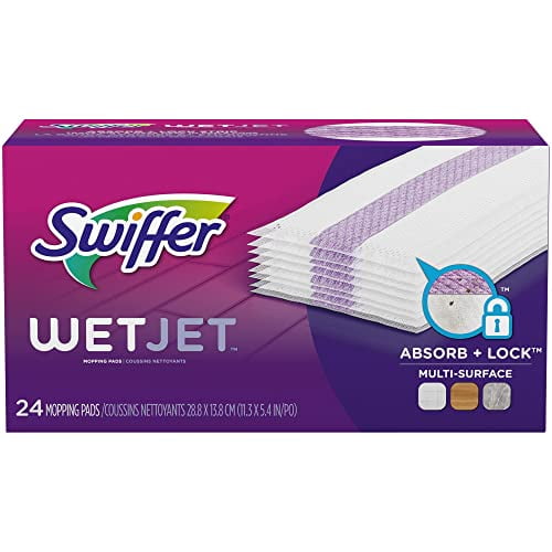 Swiffer 08443 WetJet 11.3 in. x 5.4 in. System Cloth Refills - White (24-Piece/Box - 4 Boxes/Carton)