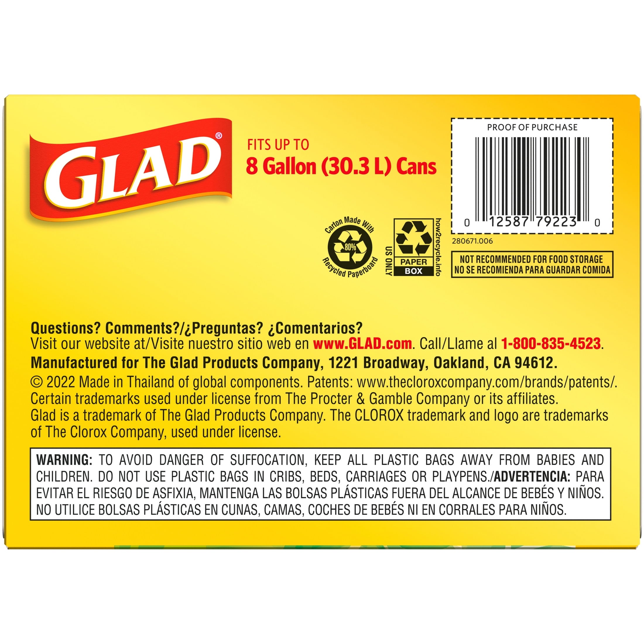 Glad Drawstring Medium Scented Trash Bags - 8 Gallon, Gain Original Scent With Febreze Freshness, 80 Bags