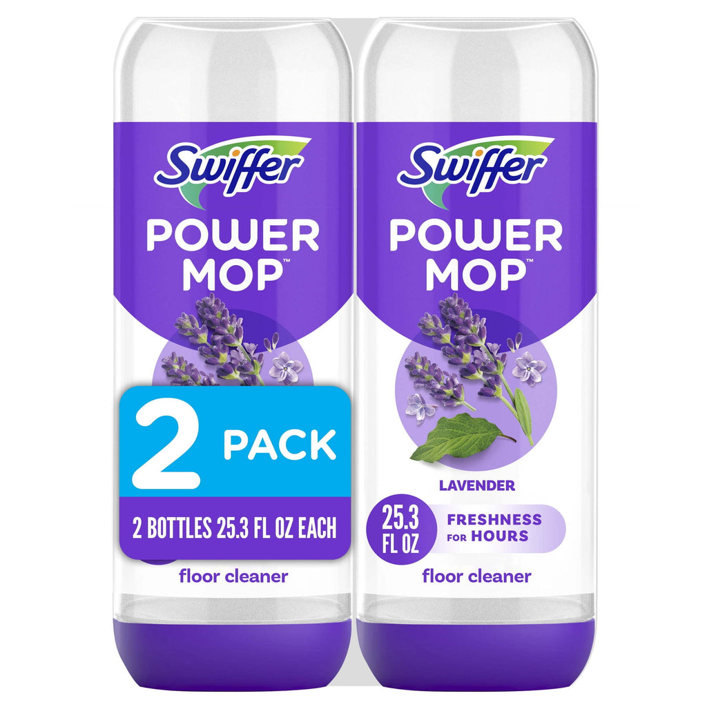 Swiffer Power Mop Floor Cleaner Bundle Includes 1 Spray Mop Device - 2 Lavender Scent Mopping Solutions 25.3 Fl Oz, 1 Fresh Scent Mopping Solution 25.3 Fl Oz & 7 Mop Pad Refills