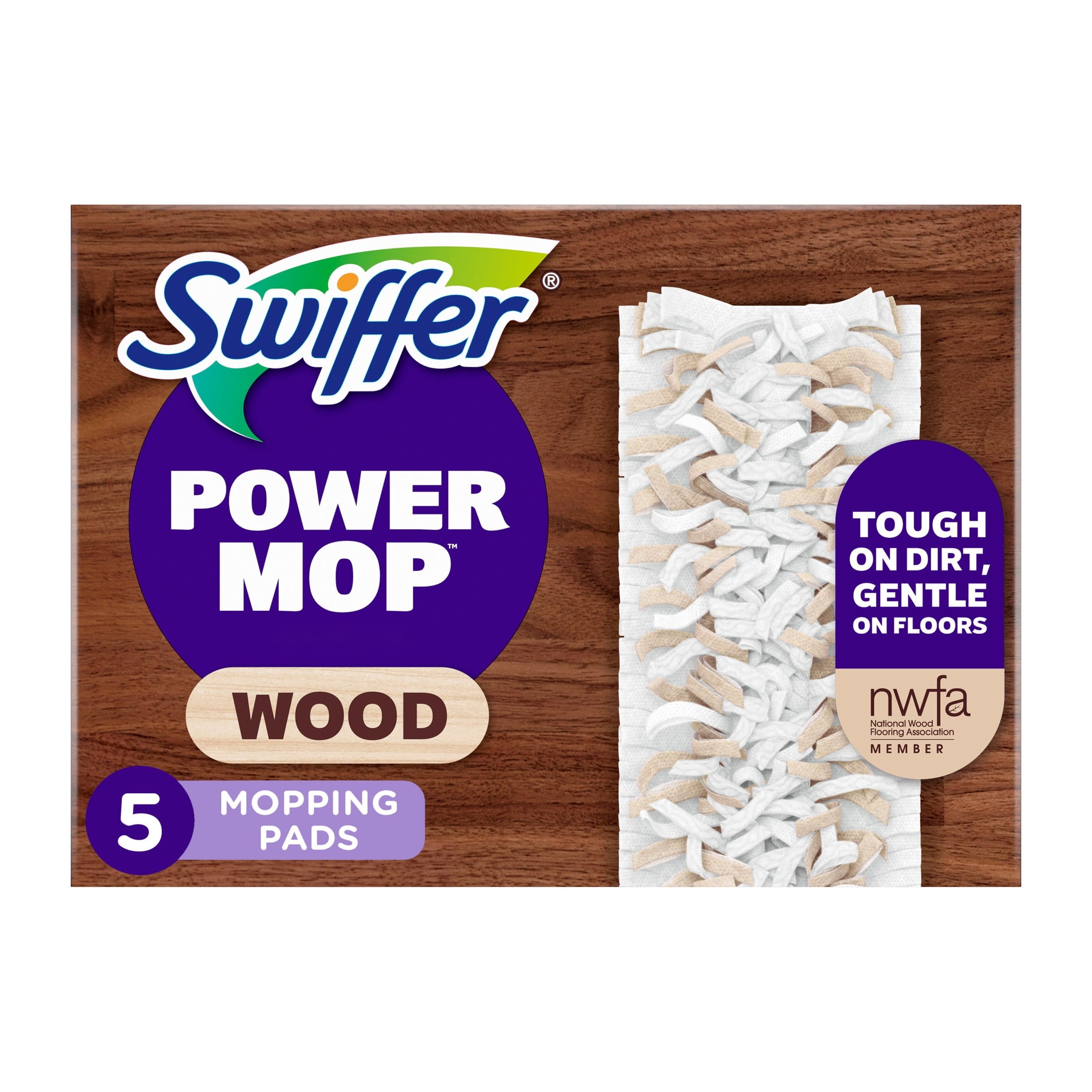 Swiffer Power Mop Wood Pad Refills - Unscented, 5 Count - 2-Pack