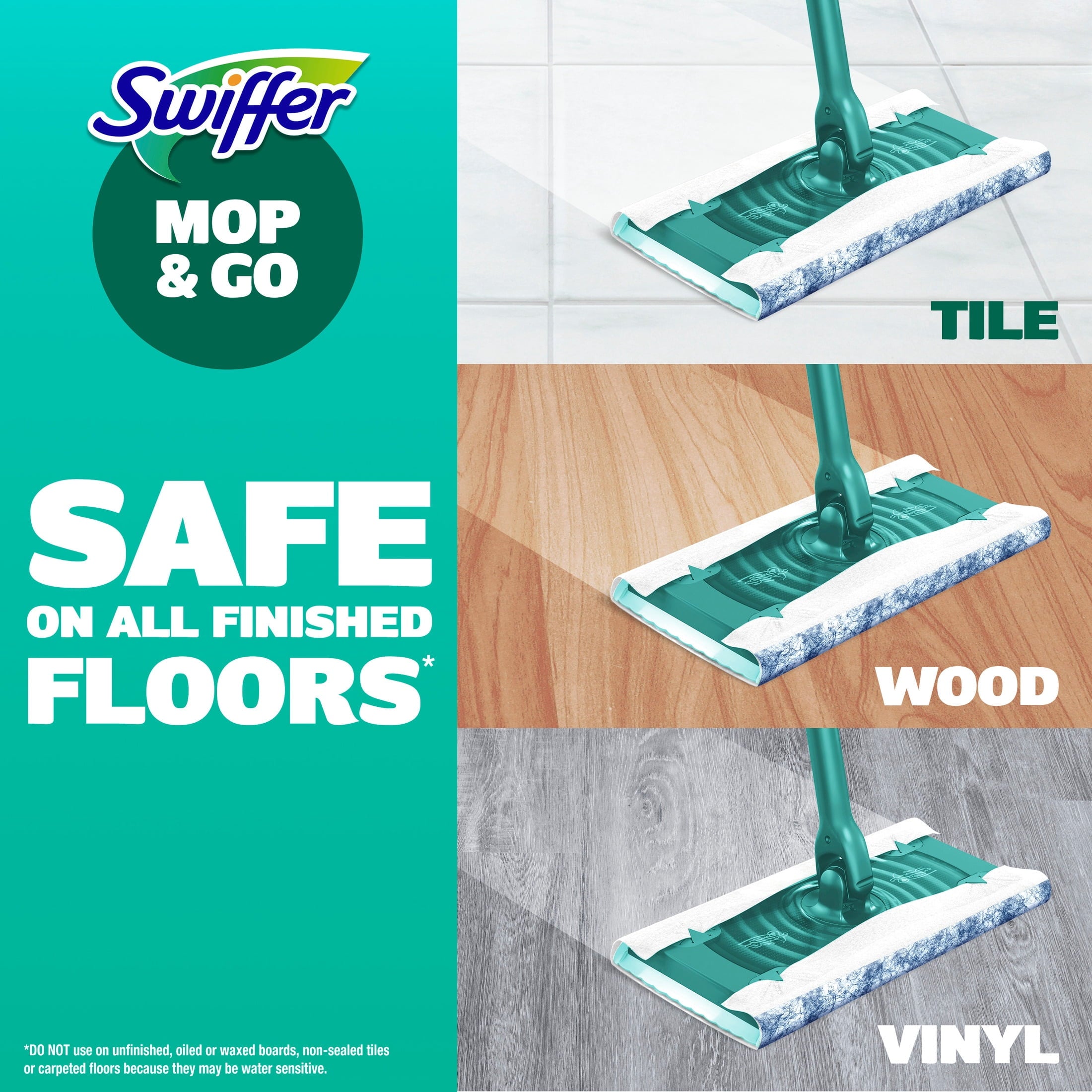 Swiffer Starter Classic Kit (1 Device - 2 Hair Magnet Dry Cloths, 2 Mop & Go Wet Cloths)